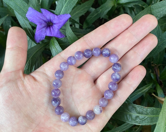 Exquisite Lapidolite Crystal Bracelet with Handcrafted Beads