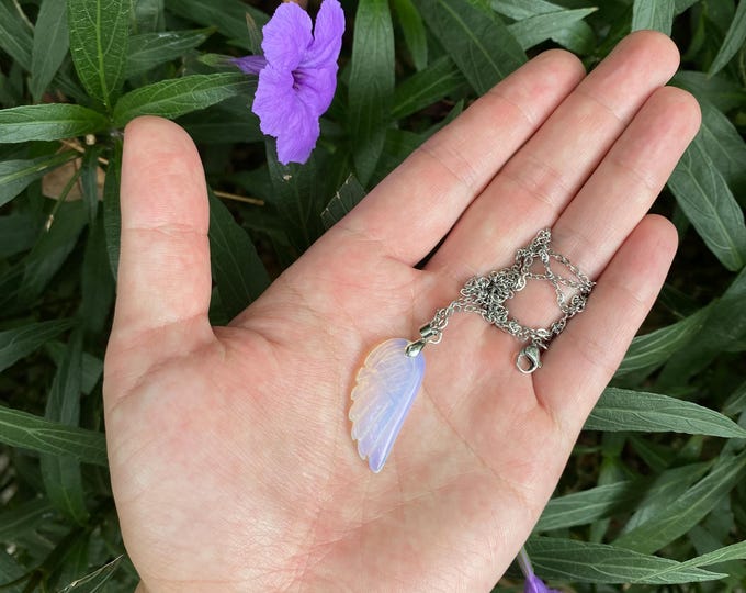 Handmade Gemstone Angel Wings Necklace, Opal Crystal Necklace ,Healing Crystals Pendants Gift For Mother's Day