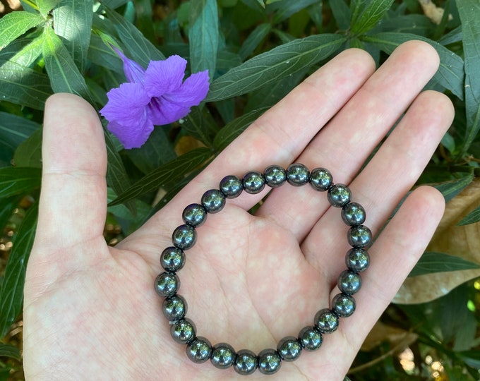 Handmade Gemstone Natural Black Hematite Crystal Hematite Crystal Bracelet Gift For Boy