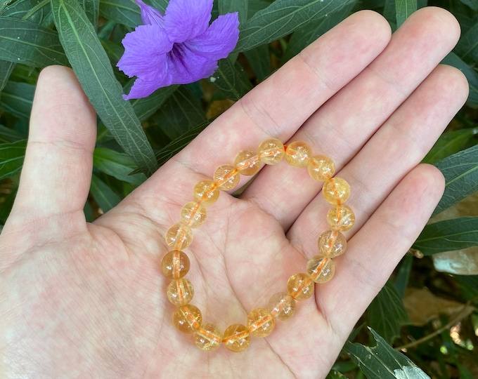 Handcrafted Yellow Citrine Bracelet - Natural Healing Crystal Jewelry - Perfect Wellness Gift