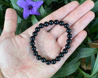 Handmade Gemstone Natural Black Obsidian Crystal Bracelet,Energy Crystal bracelets, 8mm Obsidian Jewelry Gift For Him