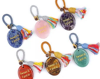 Natural Crystal Keyring: Encouragement Inspirational Stone Jewelry