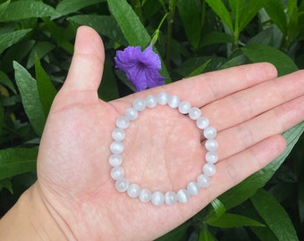 Top Quality Natural Selenite Crystal Beads Bracelet - Handmade Energy Balancing Accessory, Unique Spiritual Gift，Mother's Day Gift