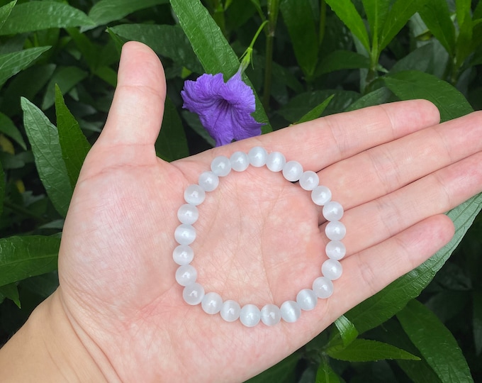 Top Quality Natural Selenite Crystal Beads Bracelet - Handmade Energy Balancing Accessory, Unique Spiritual Gift，Mother's Day Gift