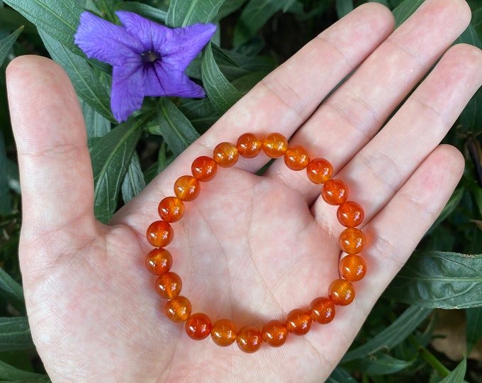 Carnelian Crystal Bead Bracelet - Handcrafted Energy Boosting Jewelry, Perfect Gift for Mindfulness Enthusiasts