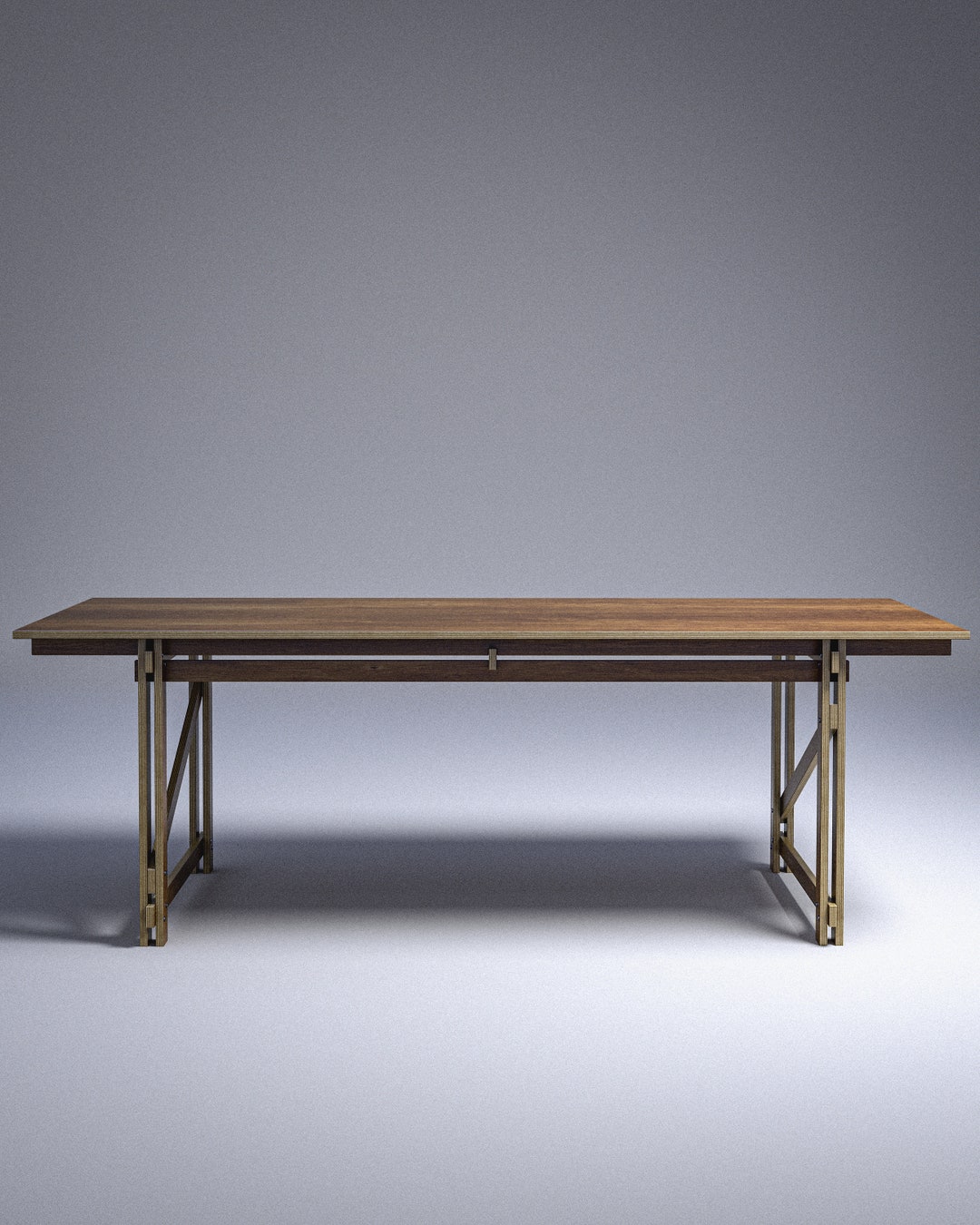Modern Plywood Dining Table / 6 People / Long Work Desk / Rietveld