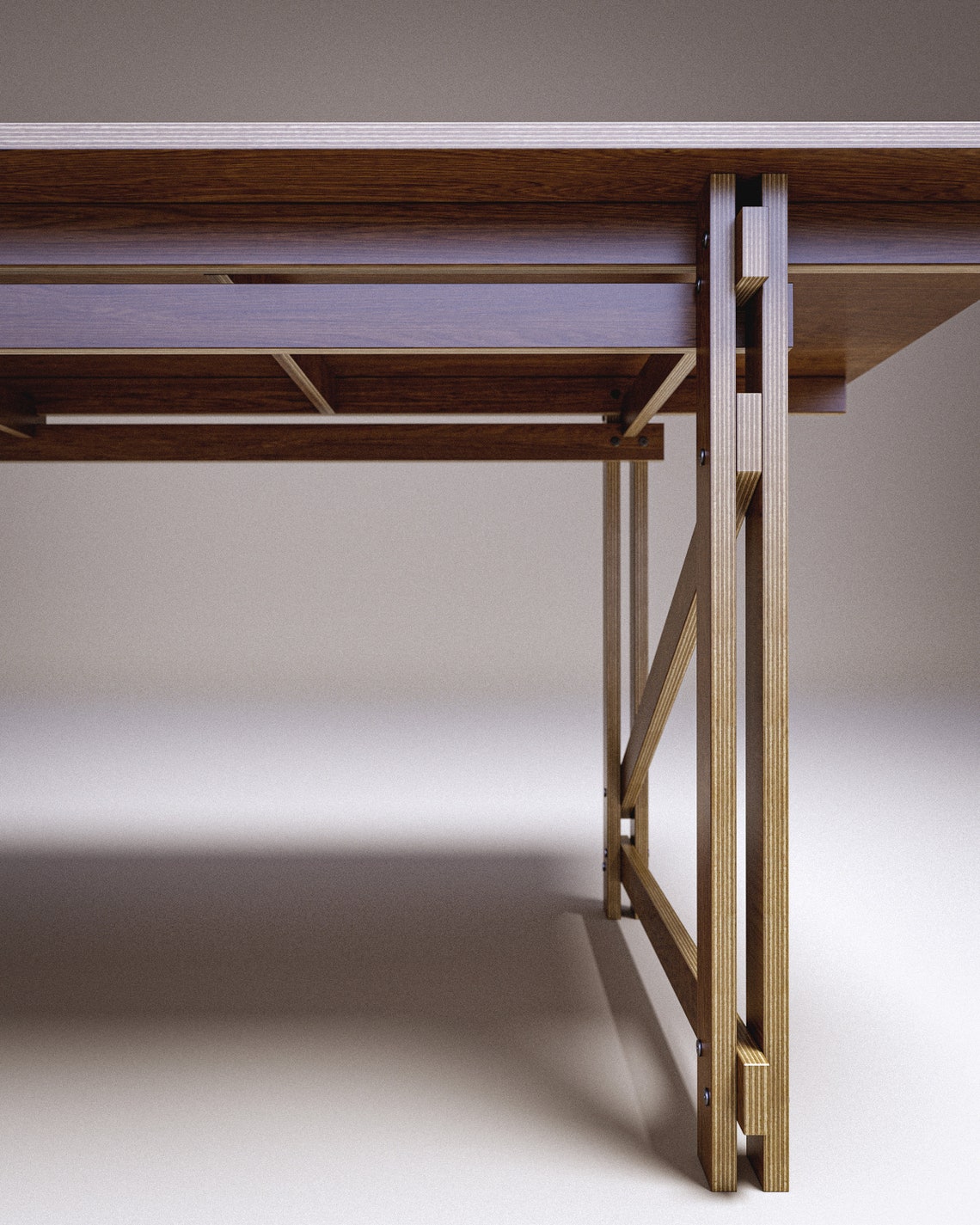 Modern Plywood Dining Table / 6 People / Long Work Desk / Rietveld