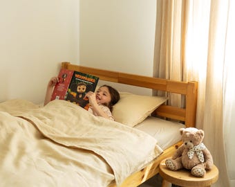 Kids Linen Bedding Set: Twin Duvet Cover & Pillowcase - Made in Canada