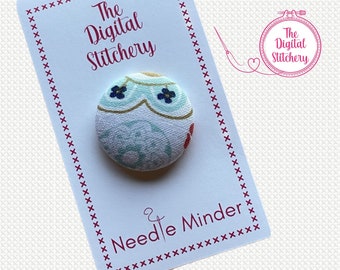 Boho Fabric Covered Button Needle Minder for Cross Stitch, Embroidery, Needlecraft Projects, Cover Minder for Diamond Art, Stitcher Gift