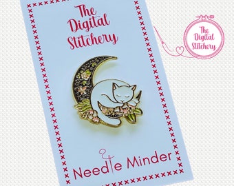 Cat on the Moon Needle Minder for Cross Stitch, Embroidery, Needlecraft, Cover Minder for Diamond Art Painting, Stitcher Gift