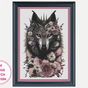 Fantasy Wolf Counted cross stitch pdf pattern, Mystical Creature cross stitch chart, Animal Wall Art cross stitch pattern instant download