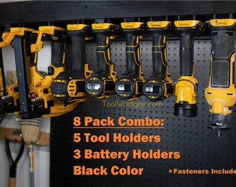 Tool Wrangler Mounts For Dewalt 20V Cordless Tools - FREE US SHIPPING - Lifetime Warranty - Mixed 8-Pack - Black - Made In N. America