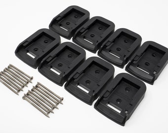 8 Battery Holders - BLACK - Tool Wrangler - Dewalt Mounts For 20V Cordless Tools - Made In North America - 100% Recycled Material