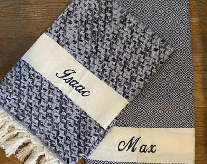 Personalized Turkish Beach Towel, Bridesmaid Gift, Custom Bachelorette Party Favor, Wedding Gift for Her, Eco-Friendly Towel, Christmas Gift