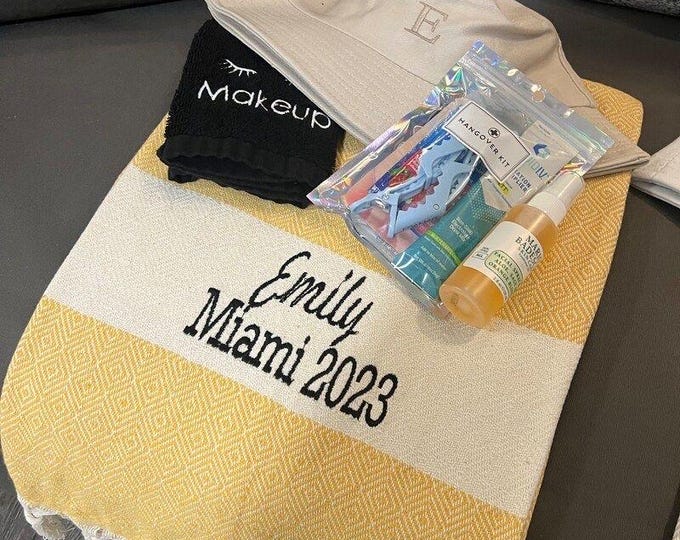 Personalized Turkish Cotton Beach Towel: Custom Bachelorette Party Gift