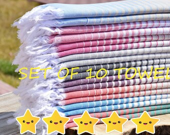 Set Of 10 Towel Gifts, personalized Gifts, Bulk Bachelorette Party Favors, Bulk Beach Towels, Bulk Gifts,Personalized Turkish Beach Towel