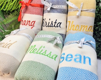 Serviette de plage turque personnalisée, cadeau de demoiselle d'honneur