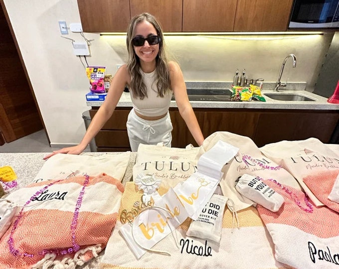 Personalized Beach Towel - Unique Bachelorette Party Favor & Wedding Gift - Bridesmaid Gifts - Gift for Her - Home Gifts - Personalized Gift