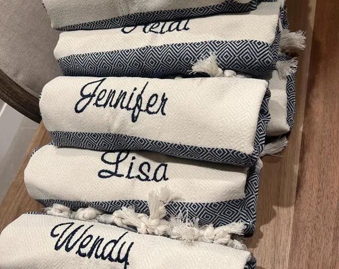 Custom Bachelorette Party Towels - Bridal Shower Favors - Personalized Turkish Towel - Bride Party Favors - Wedding Favors - Bridesmaid Gift