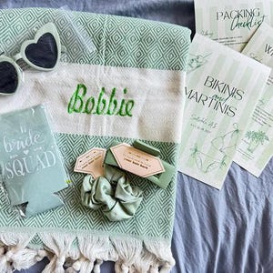 Personalized Turkish Cotton Bachelorette Party Towels: Custom Bridesmaid Gifts