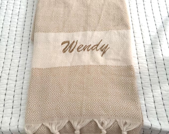 Personalized Turkish Beach Towel, Bridesmaid Gift, Custom Bachelorette Party Favor, Wedding Gift for Her, Eco-Friendly Towel, Christmas Gift