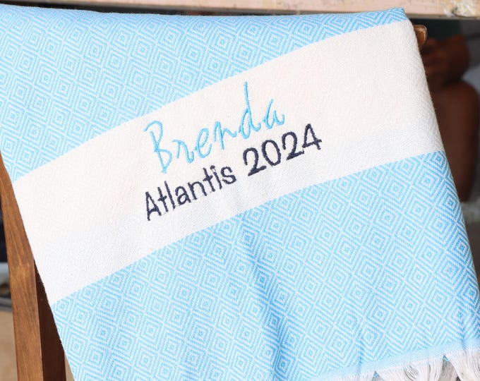 Personalized Beach Bridal Party Gift Towel, 40x70" Turkish Towel, Bridesmaid Gift Idea, Wedding Gift Decor, Gift for Her, Bachelorette Party