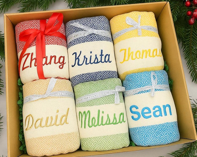 Personalized Turkish Beach Towel, Bridesmaid Gift, Custom Bachelorette Party Favor, Wedding Gift for Her, Eco-Friendly Towel, Christmas Gift