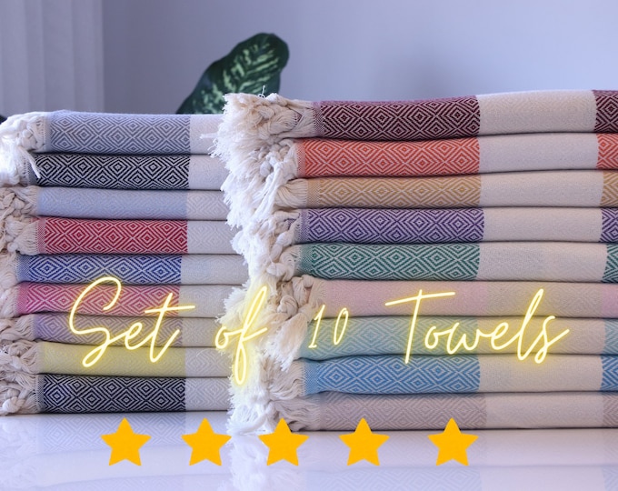 Set Of 10 Towel Gifts, Personalized Gifts, Bachelorette Party Favors, Bulk Beach Towels, Bridesmaid Gifts, Wedding Gifts, Gift for Her