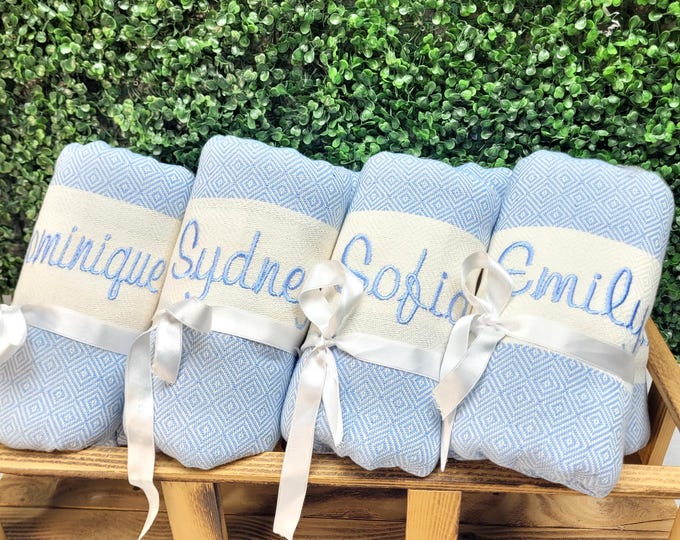 Custom Bachelorette Party Towels - Bridal Shower Favors - Personalized Turkish Towel - Bride Party Favors - Wedding Favors - Bridesmaid Gift