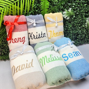Personalized Bachelorette Party Favor, Bridesmaid Gift, Wedding Favor, Custom Name Gift,  Turkish Cotton Beach Towel