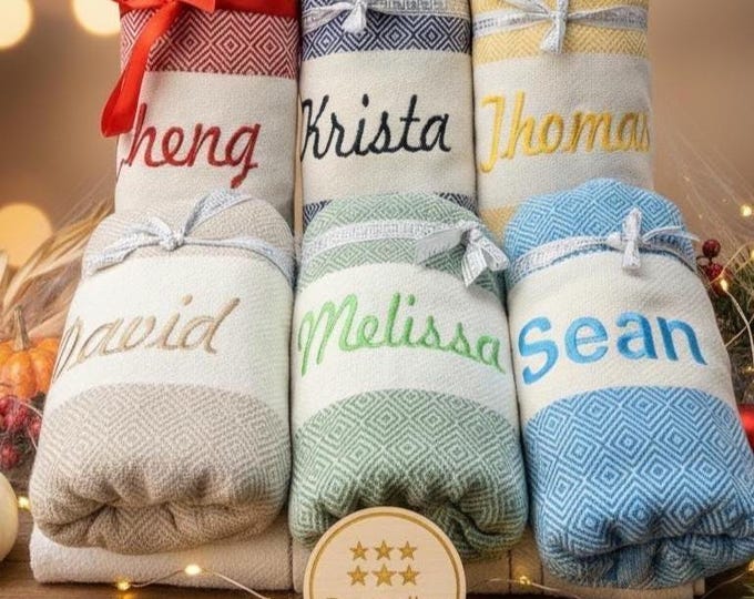 Personalized Gift Turkish Beach Towel, Customized Gift for Weddings, Bridesmaid Favor, Bachelorette Party, Christmas Gift for Her