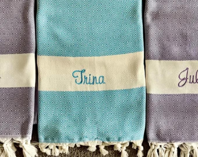 Personalized Gift, Personalized Turkish Beach Towel, Bridesmaid Gifts, Bachelorette Party,Home Gift,Gift For Her,Gift Under 20, Wedding Gift