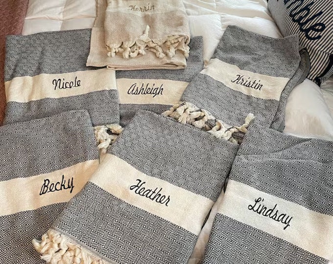 Personalized Gift Towel, Bachelorette Party, Wedding Gifts, Turkish Beach Towel, Bridesmaid Gifts, Personalized Gift for Bride, Party Favors