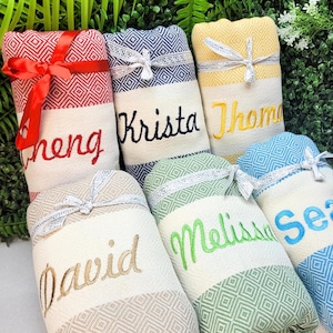 Personalized Beach Towel, Personalized Gift, Bachelorette Party, Bridesmaid Gifts, Wedding Favors, Party Favor, Gift for Her, Wedding Gifts