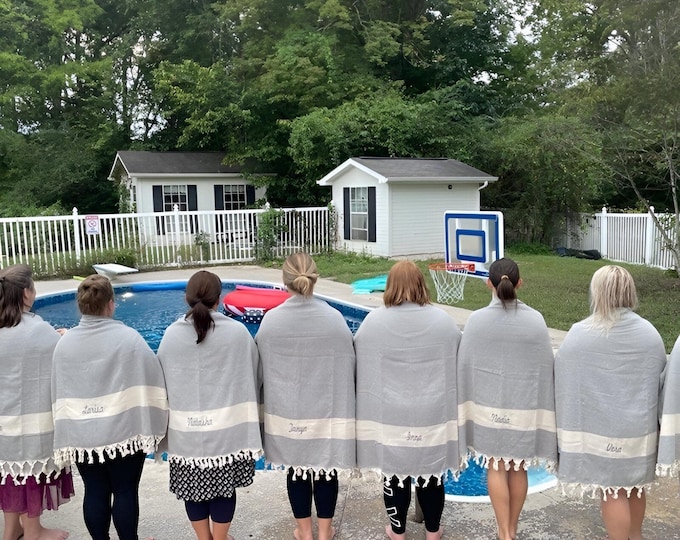 Personalized Gift Turkish Beach Towel, Customized Gift for Weddings, Bridesmaid Favor, Bachelorette Party, Christmas Gift for Her