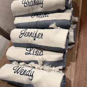 Personalized Turkish Cotton Beach Towel: Bridesmaid Bachelorette Gift