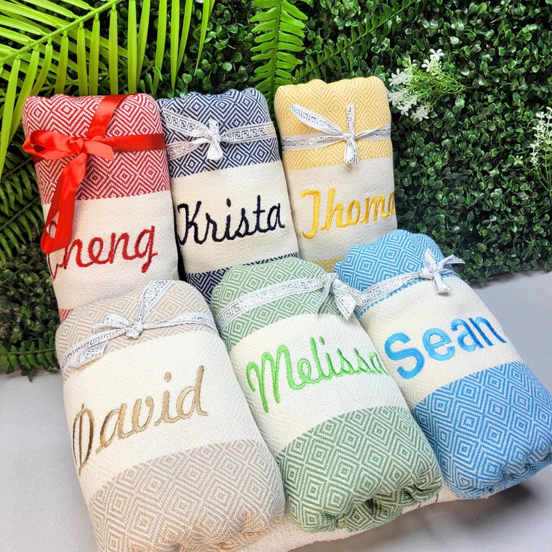Personalized Beach Towel, Personalized Gift, Bachelorette Party, Bridesmaid Gifts, Wedding Favors, Party Favor, Gift for Her, Wedding Gifts