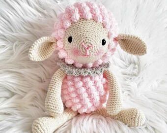 Minky Toy Minky Lamb Baby Shower, Farm animal stuffed animal Handmade Clementine Lamb
