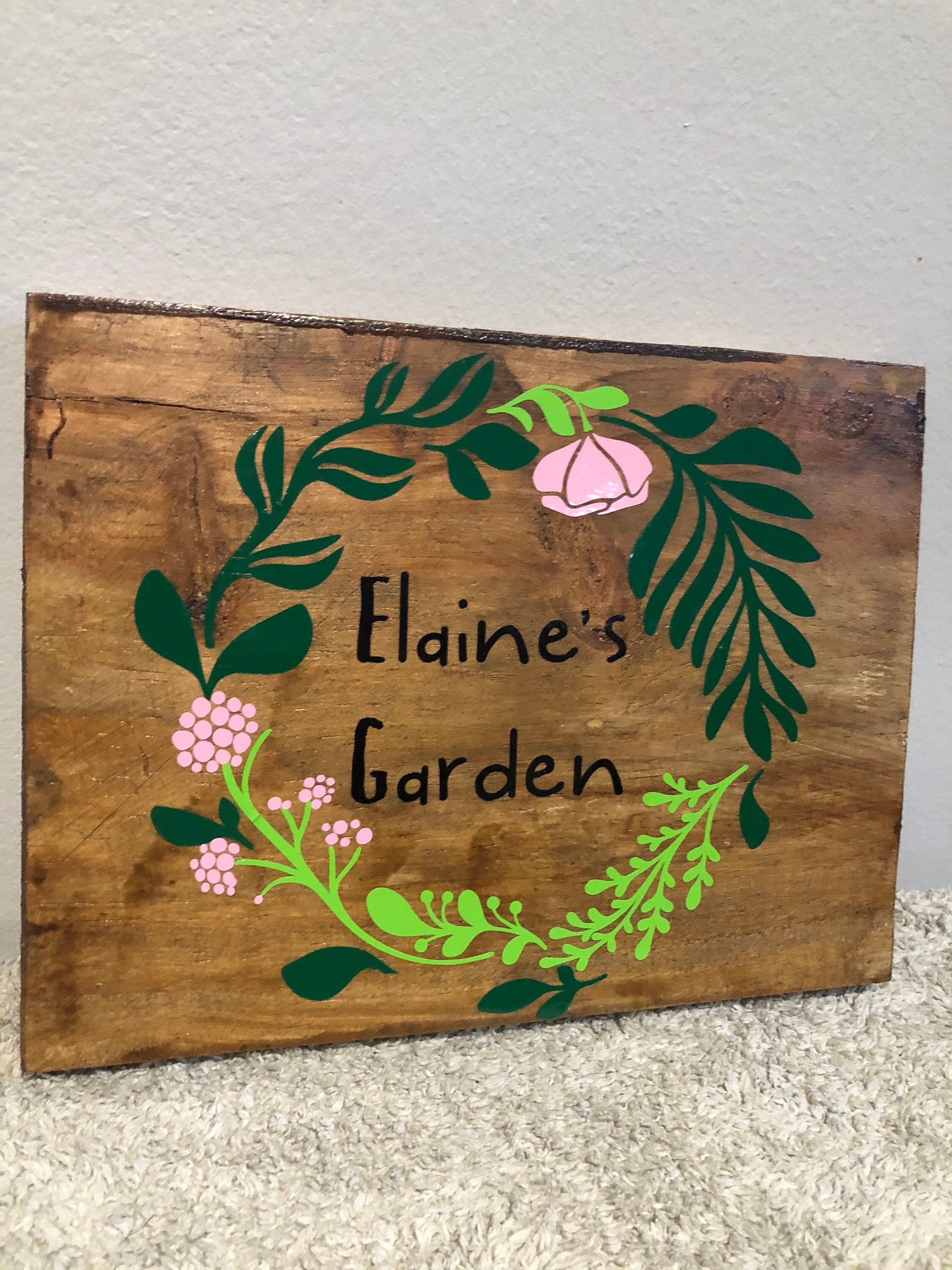 Flowergarden wooden personalised sign Reclaimed Wood Etsy