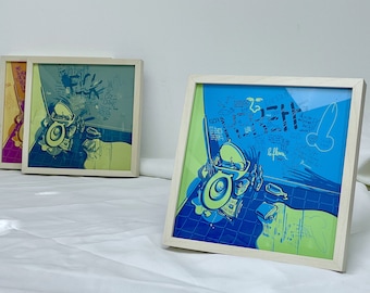 Dirty Tastes, imprime a laser desenhos digitais engraçados, 23 x 23 cm (9" x 9"), impressão a laser com qualidade de pré-impressão, emoldurado