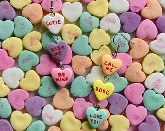 Polymer Clay Conversation Heart Candy Earrings