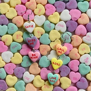 Polymer Clay Conversation Heart Candy Earrings