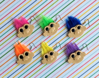 Polymer Clay Troll Dolls Earrings