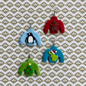 Polymer Clay Ugly Christmas Sweater Earrings