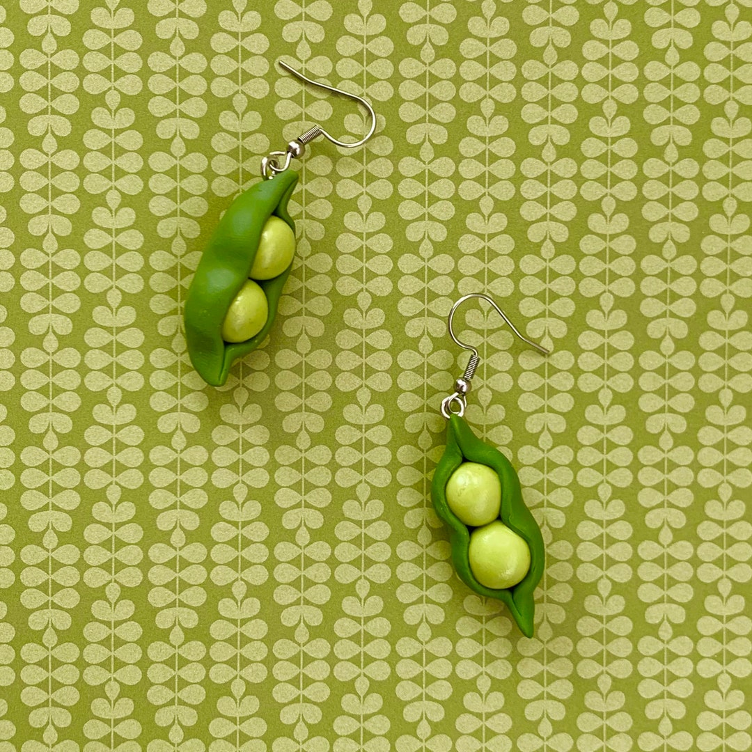 Polymer Clay Pea Pod Earrings - Etsy