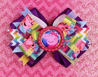 Peppa Pig Bow - Peppa Pig Hair Bow - Peppa Pig - Peppa - Pig Bow - Peppa Love - Peppa Girl