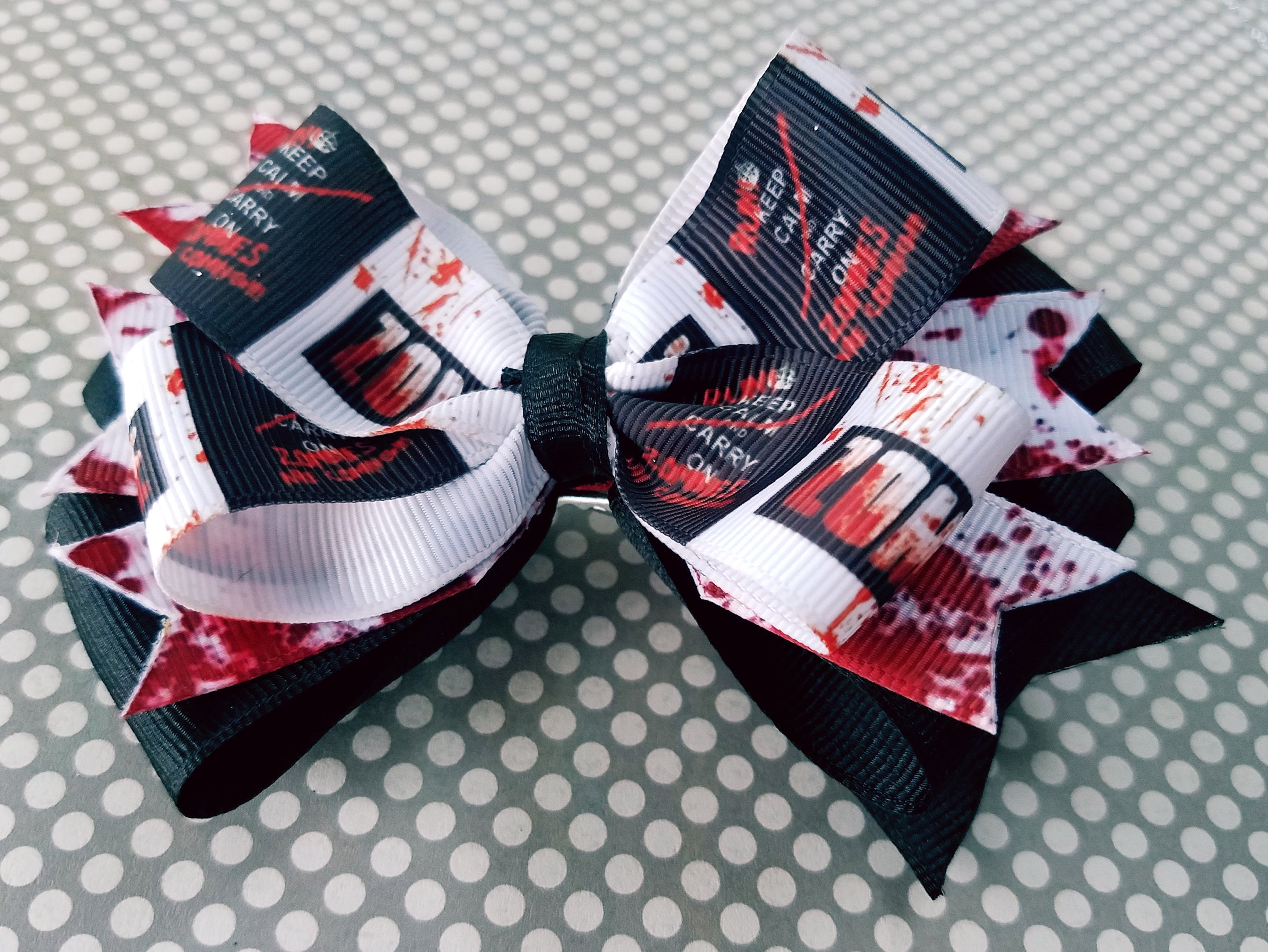 Zombie Bow Run Zombies Are Coming Horror Bow Halloween Etsy