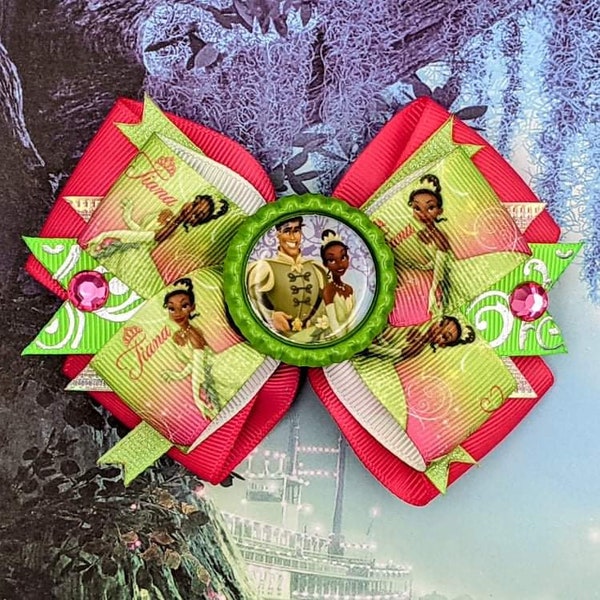 Princess Tiana Hair Bow - Frog Prince - Tiana - Disney Princess - Princess and the Frog - New Orleans - Jazz - Princess Tiana - Princess Bow