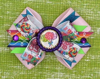 Candyland Hair Bow - Candyland Bow - Candyland Game - Candyland - Candyland Girl