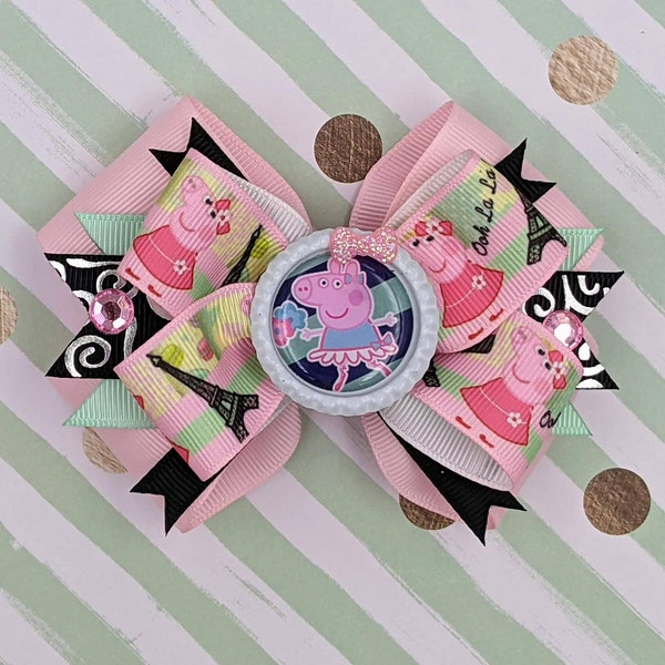 Peppa Pig Bow - Peppa Pig Hair Bow - Peppa Pig - Peppa - Pig Bow - Peppa Love - Peppa Girl